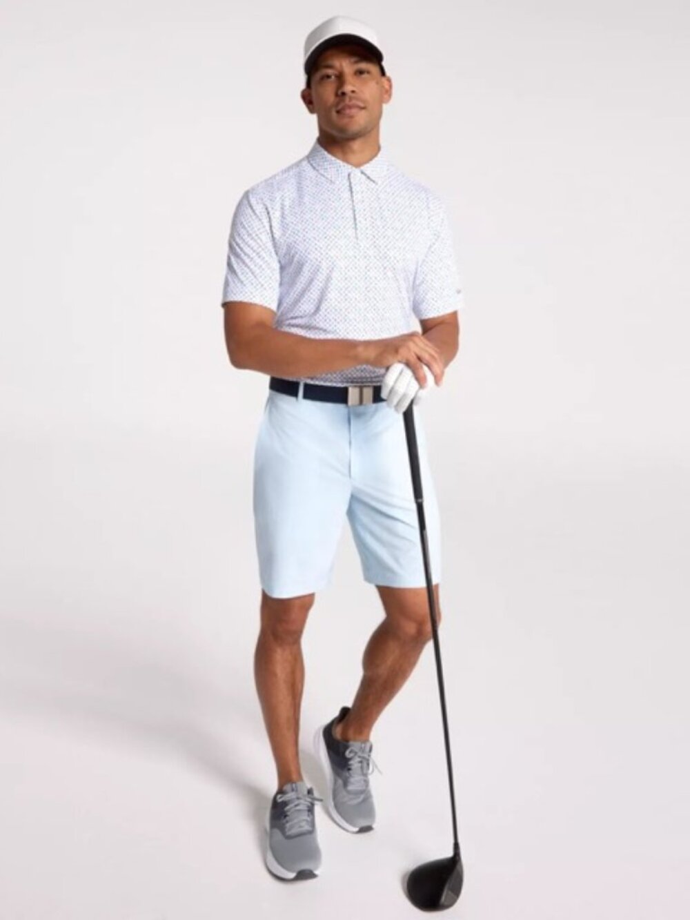 Walter Hagen Men's Performance 11 Novelty Print Golf Polo -Poolside Convo White